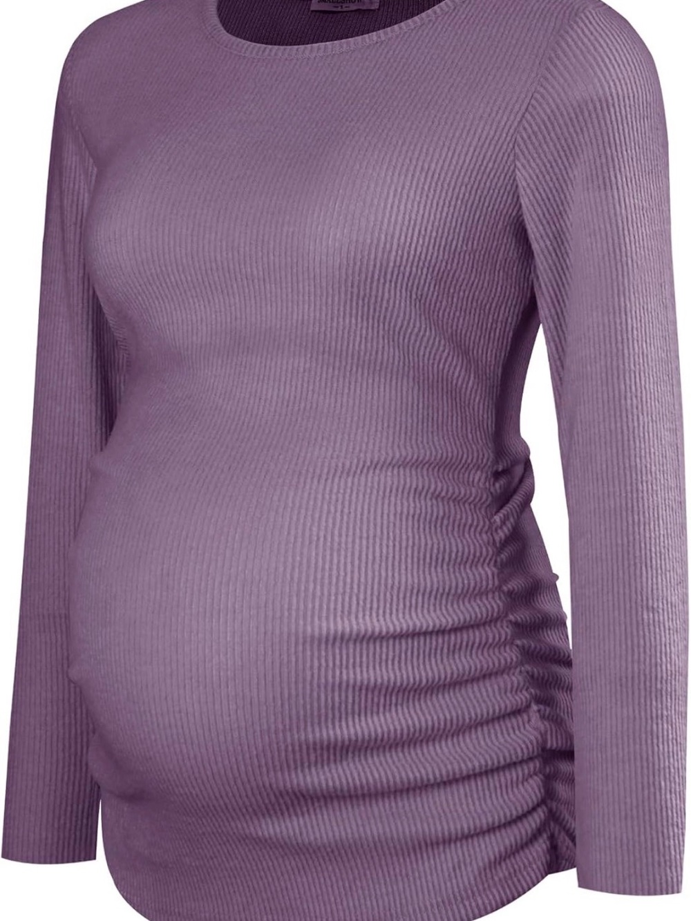 Ribbed Scoop-Neck Maternity Sweater — Lavender